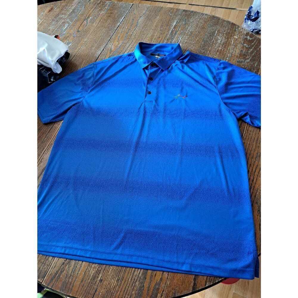 XXL Greg Norman Play Dry Blue Short Sleeve Polo  Shirt Casual Golf Athletic